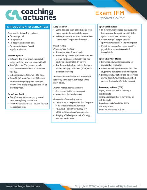 coaching actuaries|coaching actuaries ifm formula sheet.